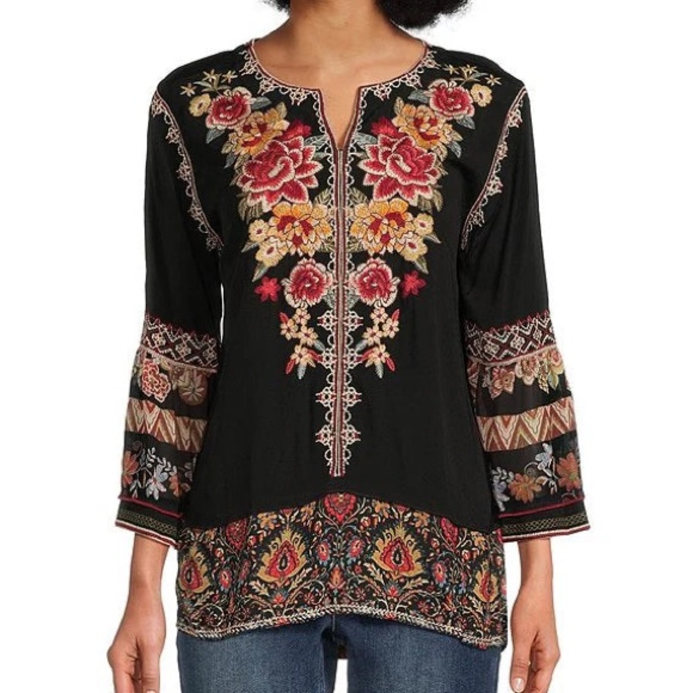 John Mark Embroidered Floral Tunic